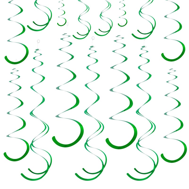 Yymobt Green Ceiling Swirl Foil Decorations Hanging Plastic Streamer Themed Swirl Party for St. Patricks Day Spring Summer Celebration Party Supplies, Pack of 28 - Image 1